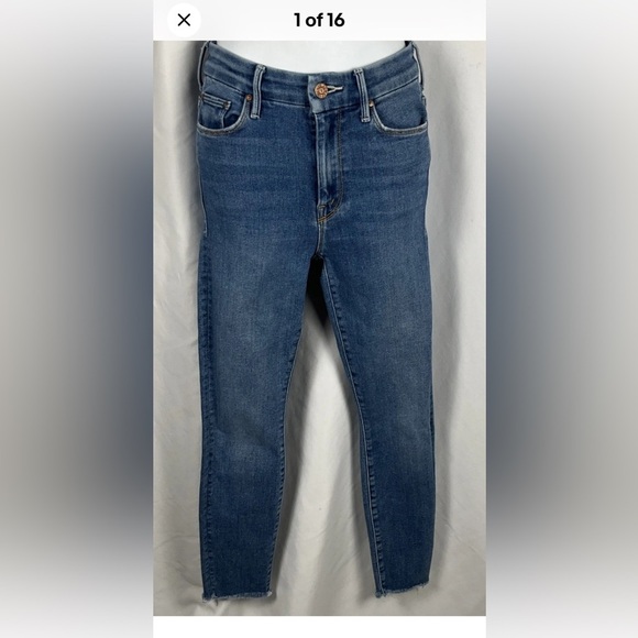 MOTHER Women’s Size 25 High Waisted Looker Ankle Fray Jeans In Big Sky - Picture 1 of 14